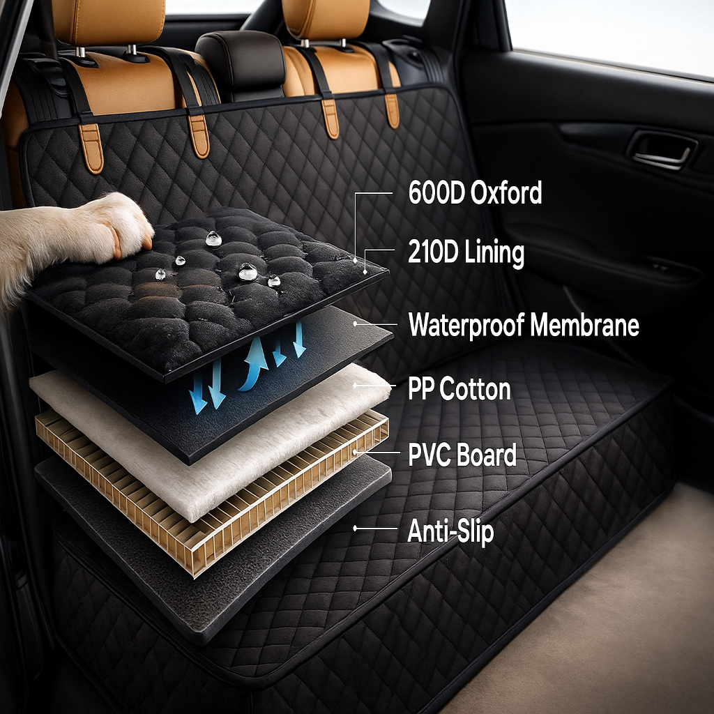 Hard Bottom Water-Proof Non Slip Dog Car Seat Cover
